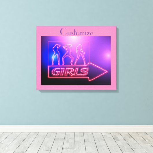 Toile Neon Pink Girls Sign Thunder_cove (Insitu (Plancher de Bois))