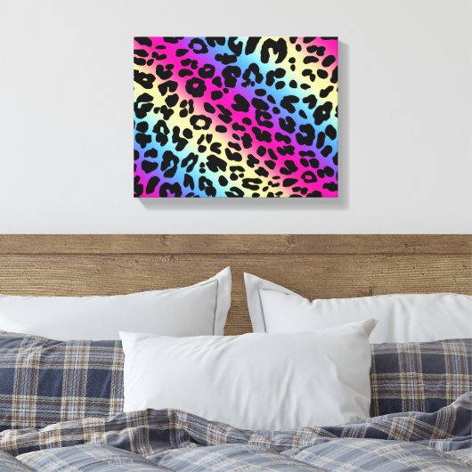 Toile Neon Rainbow Leopard Motif Imprimer (Insitu(Chambre))
