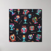 Toile Neon Sign Space Age Atomic Martini Cocktails Impri (Recto)