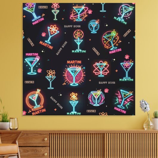 Toile Neon Sign Space Age Atomic Martini Cocktails Impri (Insitu(Salon))