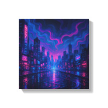 Neon Skyline Mirage Futuriste City Canvas Art