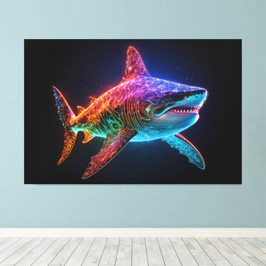 Toile Neon Spectrum Shark (Insitu (Plancher de Bois))