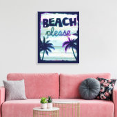 Toile Neon Tropical Beach Bois Vacances Palmiers (Insitu(Salon))