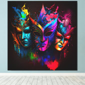 Toile Neon Venetian Carnival Mask I (Insitu (Plancher de Bois))