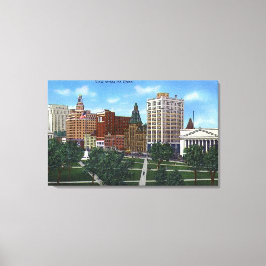 Toile New Haven, CTView de l'autre côté du Green (Recto)