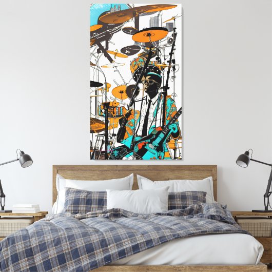 Toile New Orleans Jazz Man Art Abstrait (Insitu(Chambre))