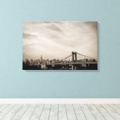 Toile New York City Skyline et Manhattan Bridge (Insitu (Plancher de Bois))