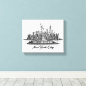 Toile New York City Skyline Line Art Illustration (Insitu (Plancher de Bois))