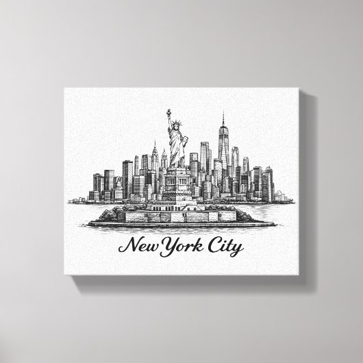 Toile New York City Skyline Line Art Illustration (Recto)