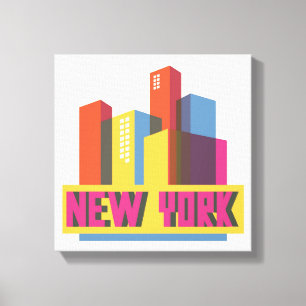 Toile New York Neon Skyline