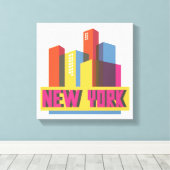 Toile New York | Neon Skyline (Insitu (Plancher de Bois))