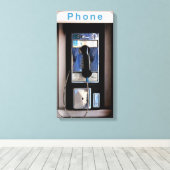 Toile New York Public Pay Phone, Retro Phone Booth (Insitu (Plancher de Bois))