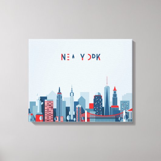 Toile New York | Rouge, blanc et bleu (Recto)