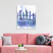 Toile New York Skyline - Aquarelle bleue (Insitu(Salon))