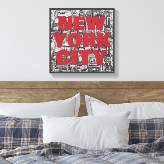 Toile New York | Typographie Skyscraper (Insitu(Chambre))