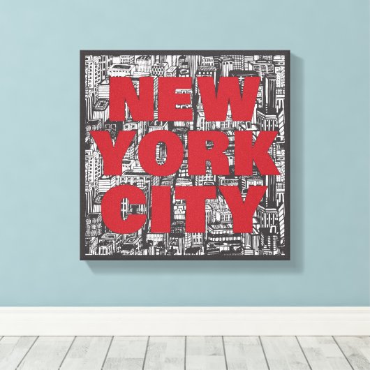 Toile New York | Typographie Skyscraper (Insitu (Plancher de Bois))