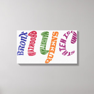 Toile New York Ville Boroughs NYC Word Art