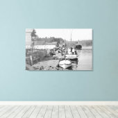 Toile Newport, Oregon Waterfront Vue des bateaux de pêch (Insitu (Plancher de Bois))