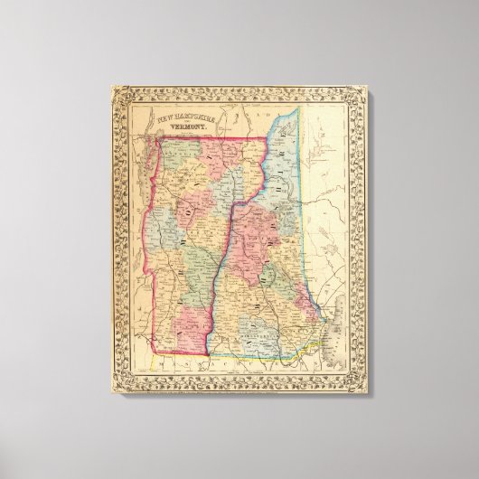 Toile NH, Vermont Carte par Mitchell (Recto)