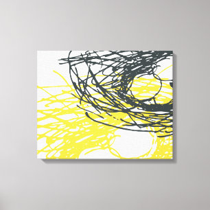 Toile Nid abstrait dans blanc, le gris et le jaune