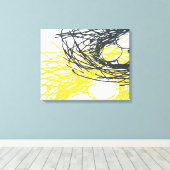 Toile Nid Abstrait en blanc, gris et jaune (Insitu (Plancher de Bois))