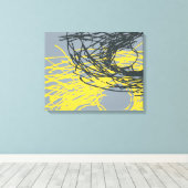 Toile Nid Abstrait en gris et jaune (Insitu (Plancher de Bois))