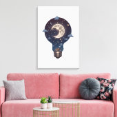 Toile Night Sky and Cottage Inside a Lightbulb (Insitu(Salon))