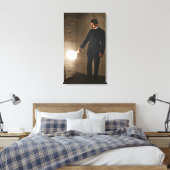 Toile Nikola Tesla tenant une ampoule (Insitu(Chambre))