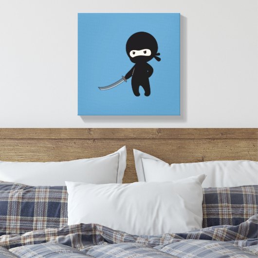 Toile Ninja minuscule en colère sur bleu (Insitu(Chambre))