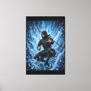 Toile Ninja Warrior dans l'eau 40x60