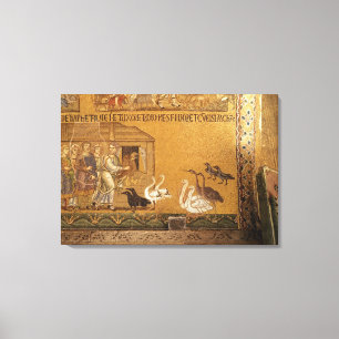 Toile Noé prenant les animaux dans l'arche, mosaïque e