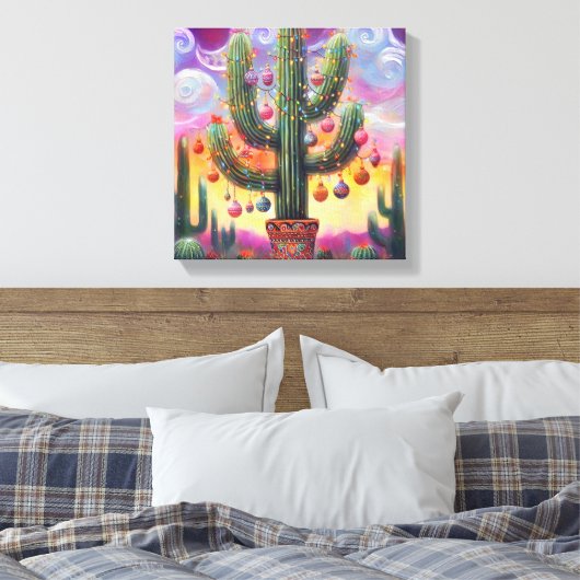 Toile Noël dans le désert Sud-Ouest Saguaro Cactus (Insitu(Chambre))