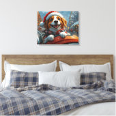 Toile Noël du chien espagnol breton (Insitu(Chambre))