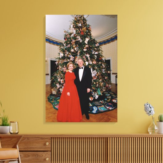 Toile Noël du président américain Bill Clinton et Hillar (Insitu(Salon))