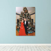 Toile Noël du président américain Bill Clinton et Hillar (Insitu (Plancher de Bois))