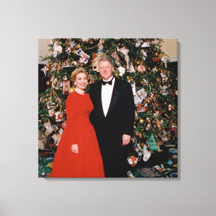 Toile Noël du président américain Bill Clinton et Hillar