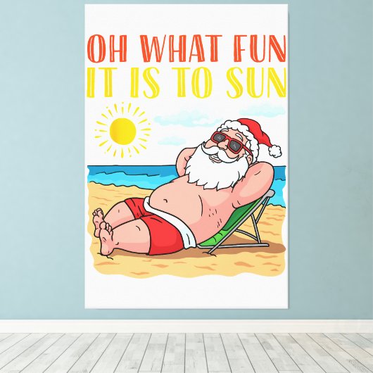 Toile Noël En juillet Funny Père Noël à Hawaii Vaca (Insitu (Plancher de Bois))