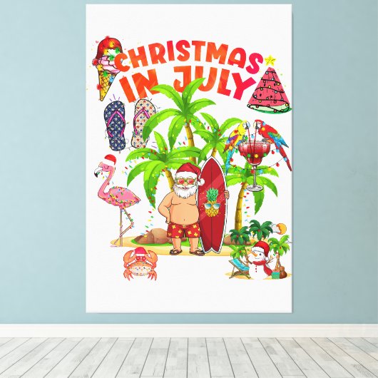 Toile Noël En Juillet Squad Père Noël Et Amis Xmas Boy (Insitu (Plancher de Bois))