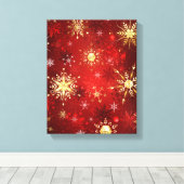 Toile Noël Golden Snowflakes sur Arrière - plan rouge (Insitu (Plancher de Bois))