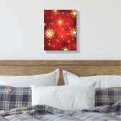 Toile Noël Golden Snowflakes sur Arrière - plan rouge (Insitu(Chambre))