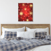Toile Noël Golden Snowflakes sur Arrière - plan rouge (Insitu(Chambre))