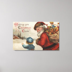 Toile Noël GreetingSanta parlant avec le garçon