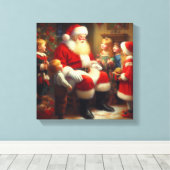 Toile Noël Père Noël avec enfants 3 (Insitu (Plancher de Bois))