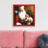 Toile Noël Père Noël et un chat 3 (Insitu(Salon))