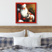 Toile Noël Père Noël et un chat 3 (Insitu(Chambre))