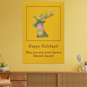 Toile Noel Reindeer Head Deep Bronz Gold Customisé