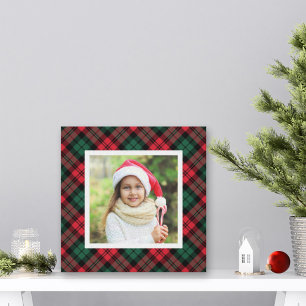 Toile Noël rouge et vert à carreaux Photo personnalisée