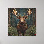 Toile Noël rustique élan cerf boho forêt boisée (Recto)