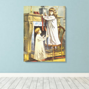 Toile Noël victorien, Bas de Noël pour enfants