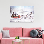 Toile Noël Vintage, La Route Hiver, Cheval Sleigh (Insitu(Salon))